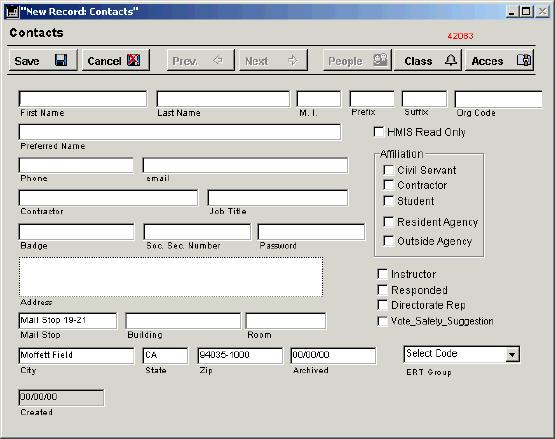 Input Form for Contact